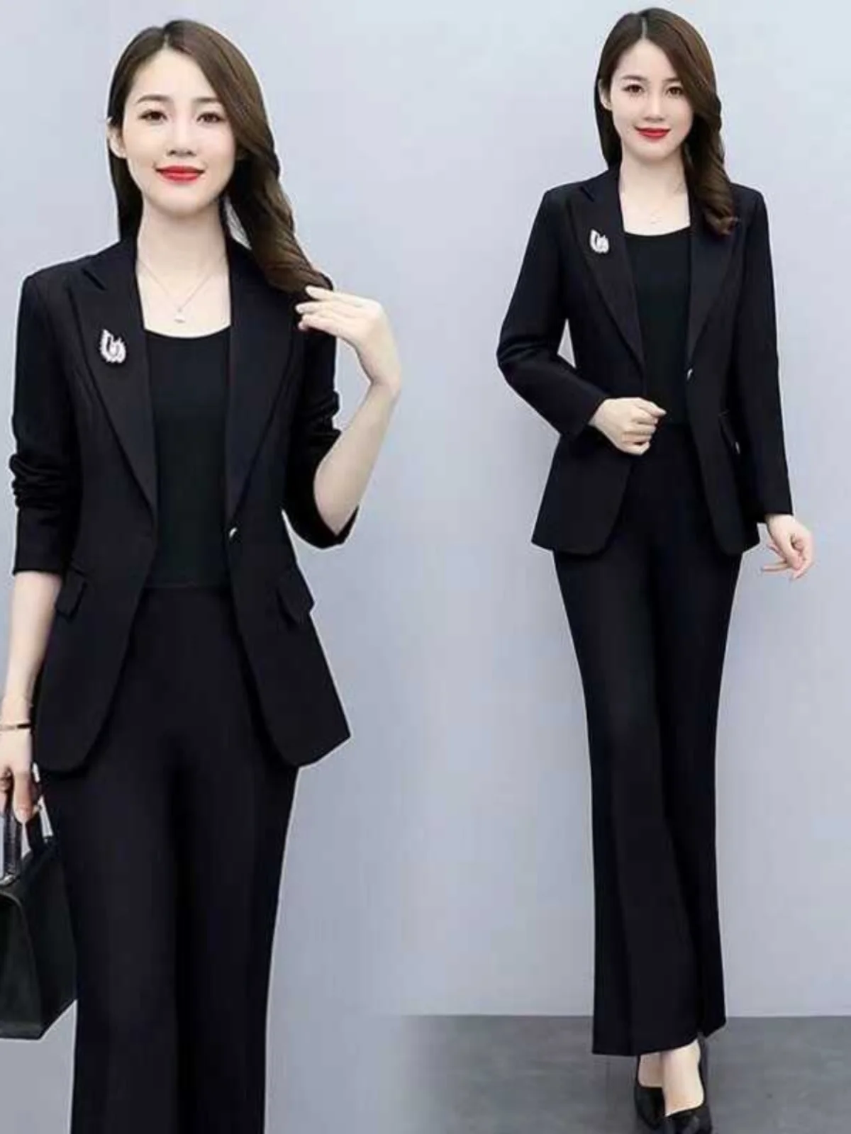 

Plus Size plus Size Spring Autumn Faion Loose Profional Suit Two Piece Set Slimming Trousers Korean Sle Commute Long Sve