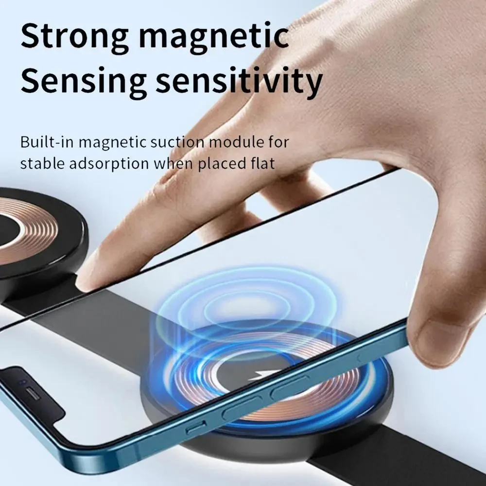 

Portable 3 in 1 Charger Foldable For iPhone16 15 14 13 12 15W Qi2 Fast Wireless Charging Station Travel Camping Outdoor Charger