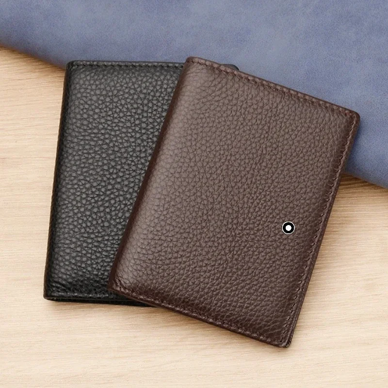 الراقية الأعمال Sle 100% جلد أصلي للرجال طبقة علوية جلد البقر حقيبة لاقط حقيقية معرف فتحة صور حامل بطاقة الائتمان اثنين أضعاف المحفظة #2