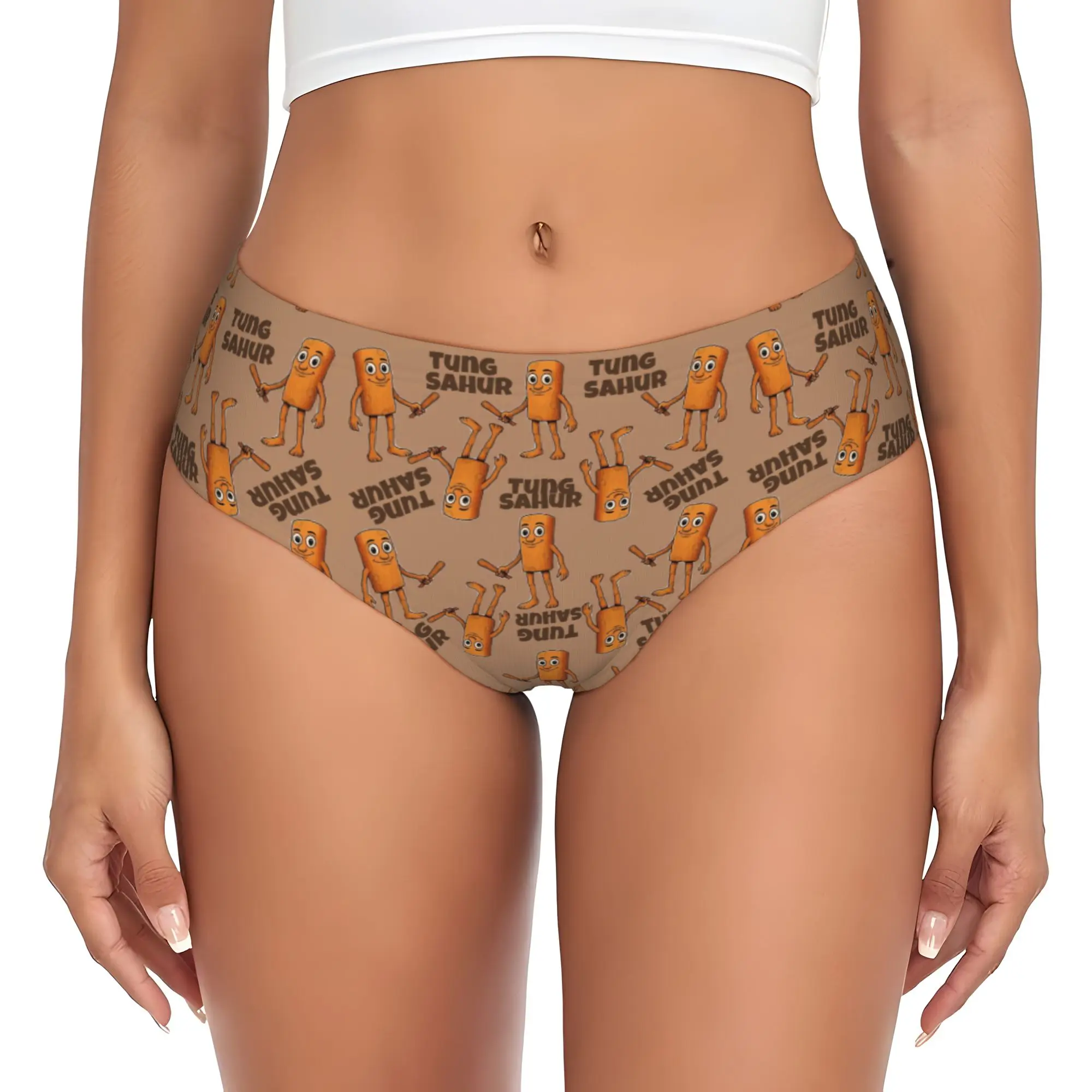 Custom Women ‌Tung Tung Tung Sahur‌ Panties Stretch  Briefs Underwear