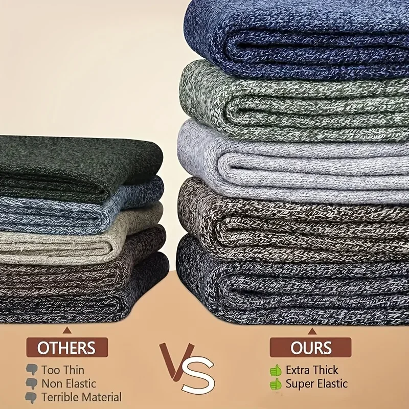 3 pares de meias de lã masculinas de inverno super grossas quentes de alta qualidade harajuku retro neve casual anticongelante meias de caxemira