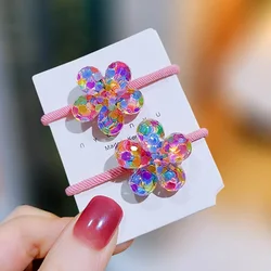 Gomas elásticas para el pelo para niña y niña, accesorios para el cabello con lentejuelas florales, cinta de goma para el pelo, princesa Kawaii