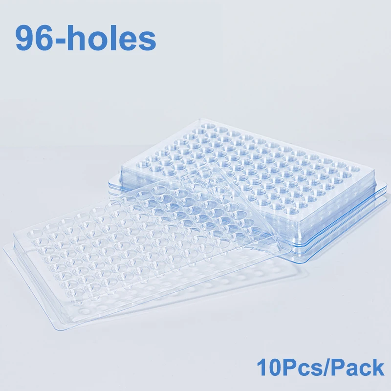 96 Well Culture Plate Tissue Culture Plate 96 Well U- Bottom/V- Bottom,Plastic Clear for Lab Equipment Cell Culture,no Lid,10Pcs