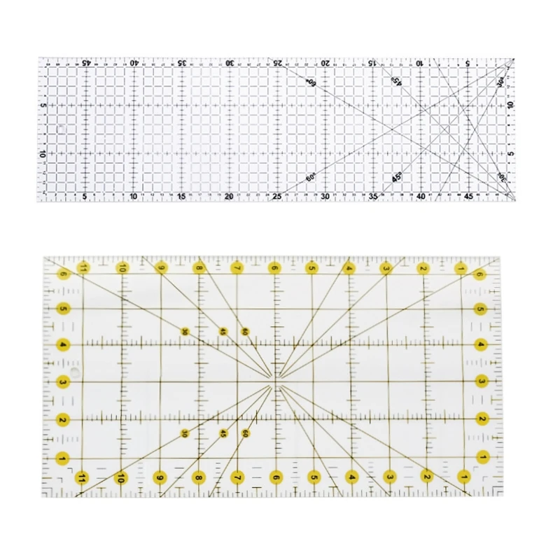 Multifunctional Quilting Ruler Clear Acrylic Sewing Template Non-slip Cutting Mat Accurate Scales for Patchwork Quilting