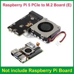 Raspberry Pi 5 PCIe To M.2 Board (E) Adapter With Cooling Fan Compatible With 2242/2230 Size SSD Support Gen2 Gen3 High-speed