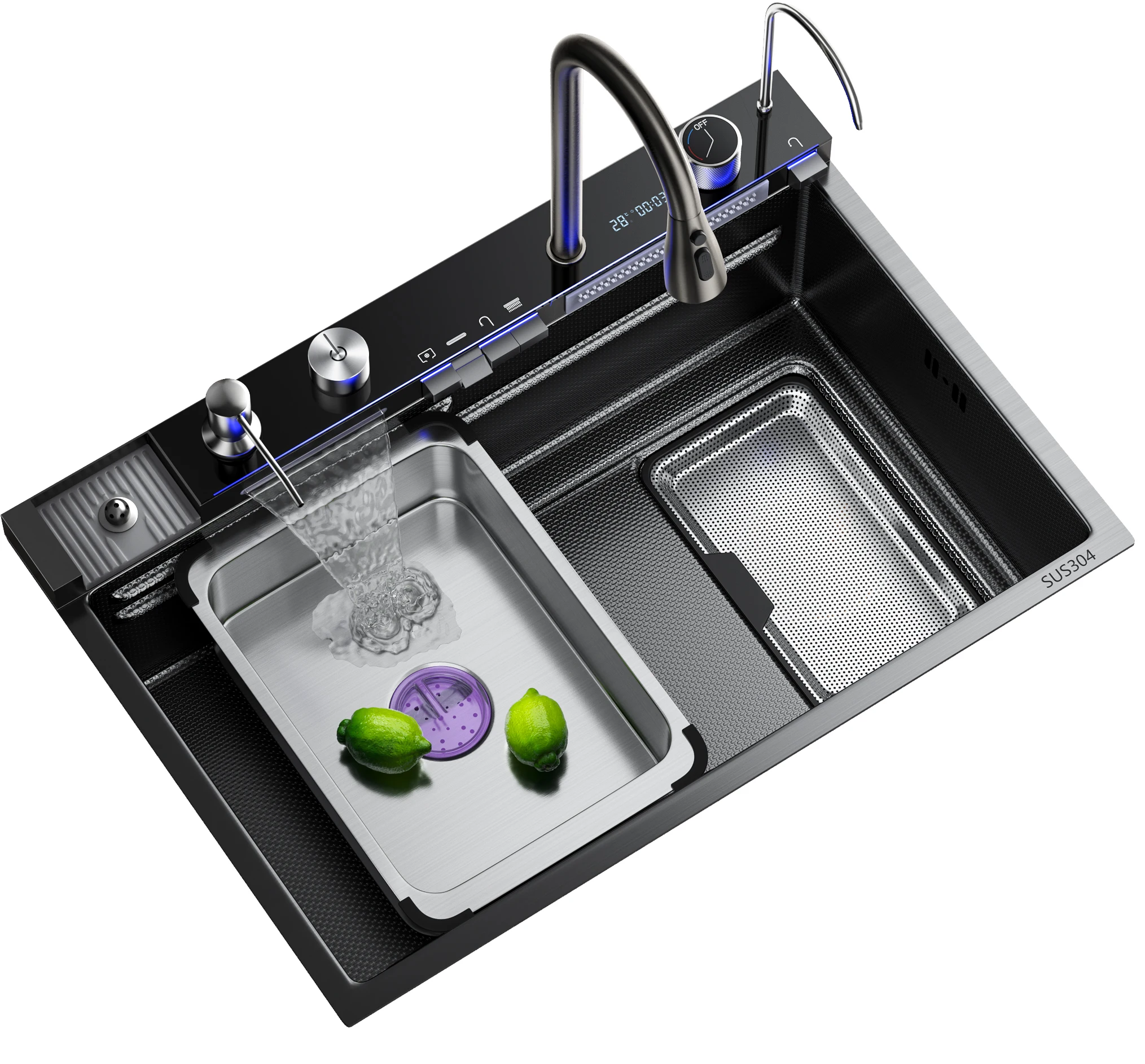 Whale 5MM Thickened Slag Collecting Waterfall Kitchen Sink Single Sink Stainless Steel Sink 304 Stainless Steel