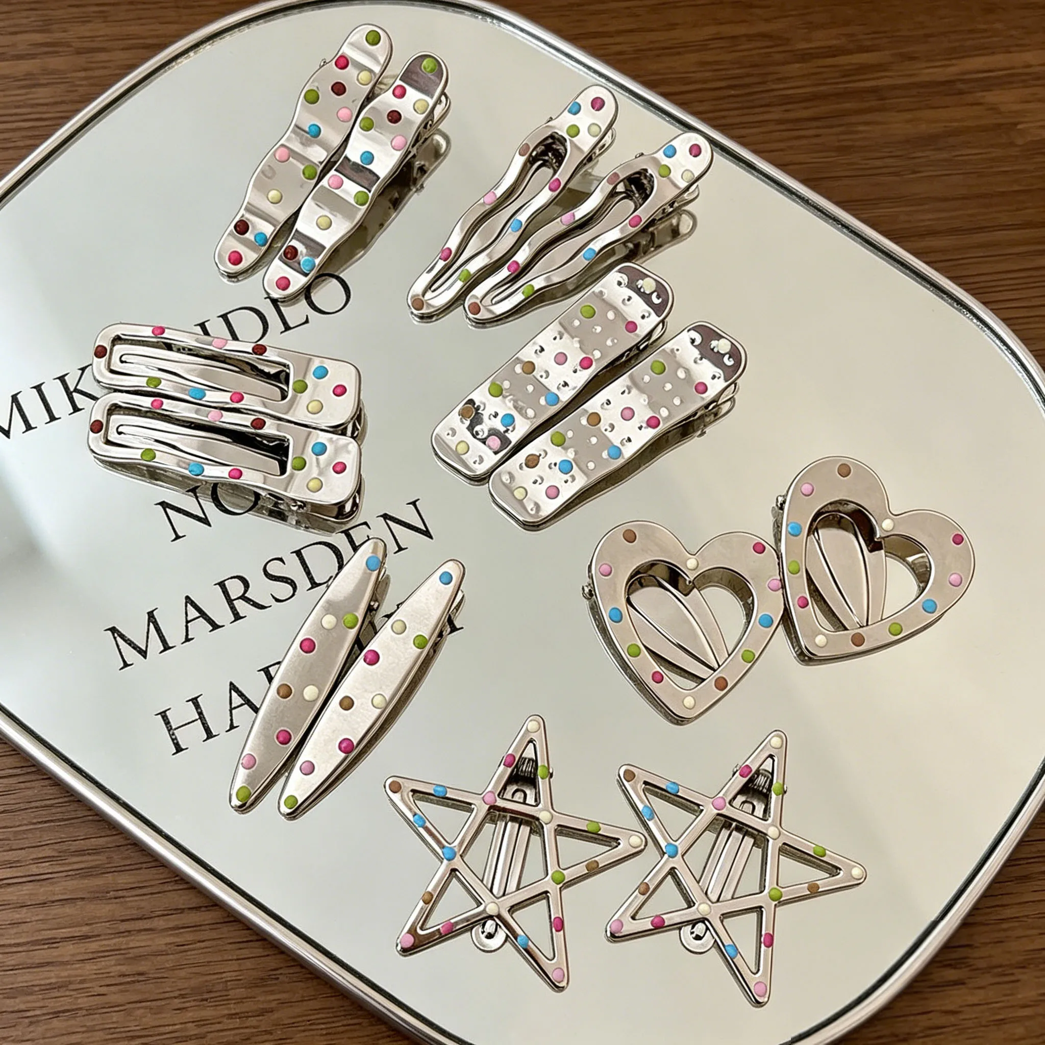 7pcs Colorful Drip Oil Metal Hair Clips, Cute & Sweet Korean Style Bangs Clips, Suitable For Daily Wear, Shopping & 10 Other Occ