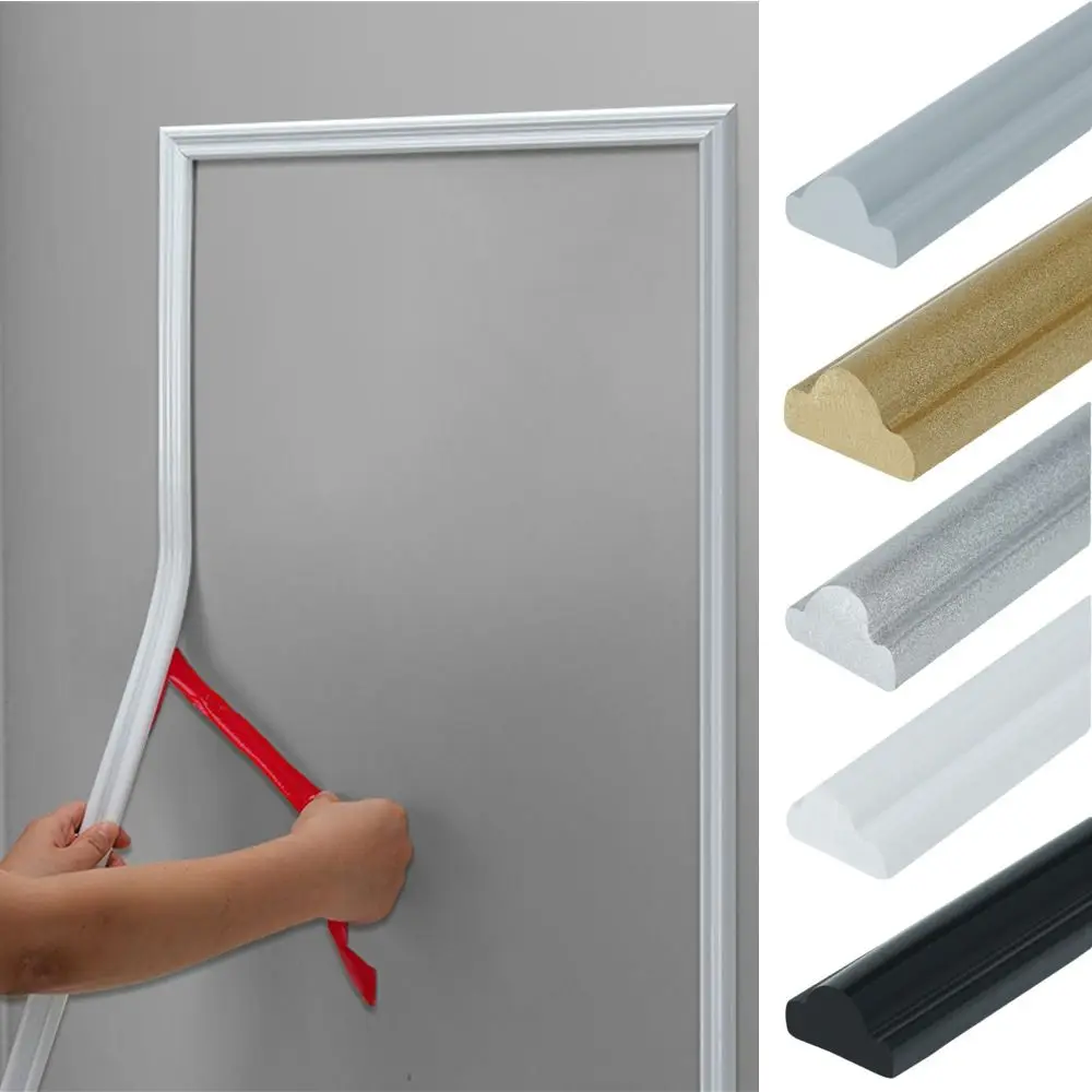 

Border Line 3m Decorative Strip Self-adhesive Soft Line Gypsum Line PVC Shape Design Background Wall Decor Home Improvement