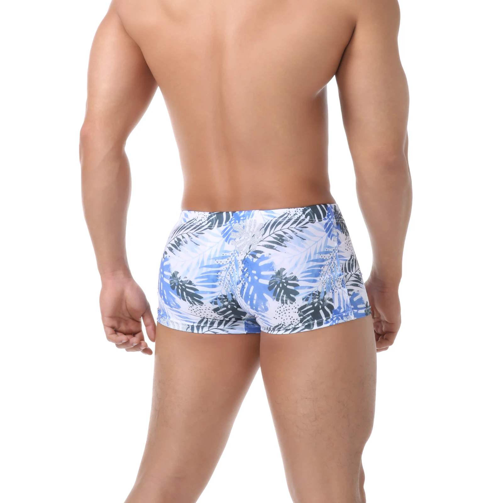 Printed Men Swim Boxers Drawstring Swimming Trunks Summer Beach Bathing Shorts Lace Up Beachwear Quick Drying Swimsuit