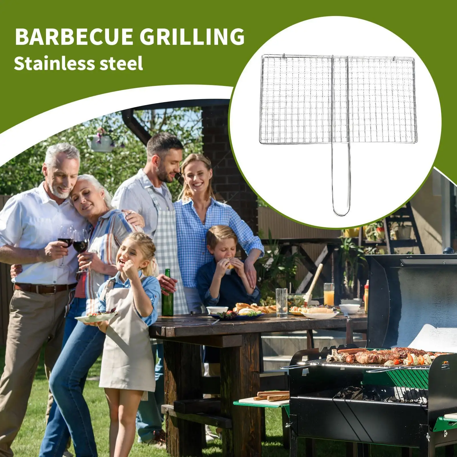 

Portable Grill Basket Stainless Steel BBQ Barbecue Grilling Basket With Handle Steak Fish Basket Kitchen Accessories