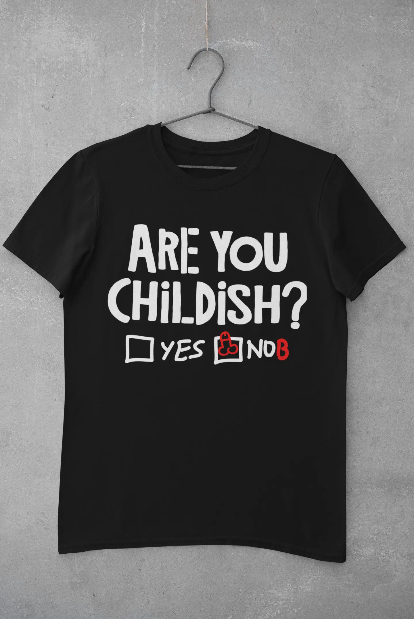 RUDE Funny T Shirt Are You Childish Vandalised Questionnaire Style