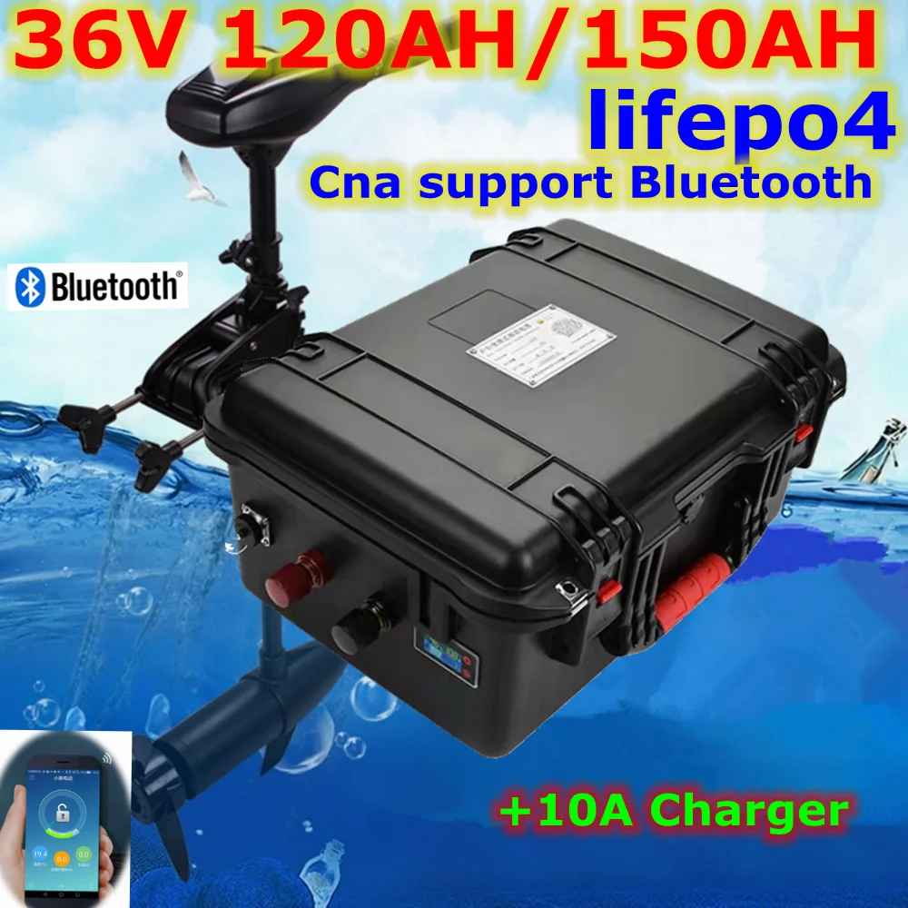 36V 150AH lifepo4 36v 120Ah lifepo4 lithium battery bluetooth APP BMS for 4000w go cart bike scooter boat +10A Charger