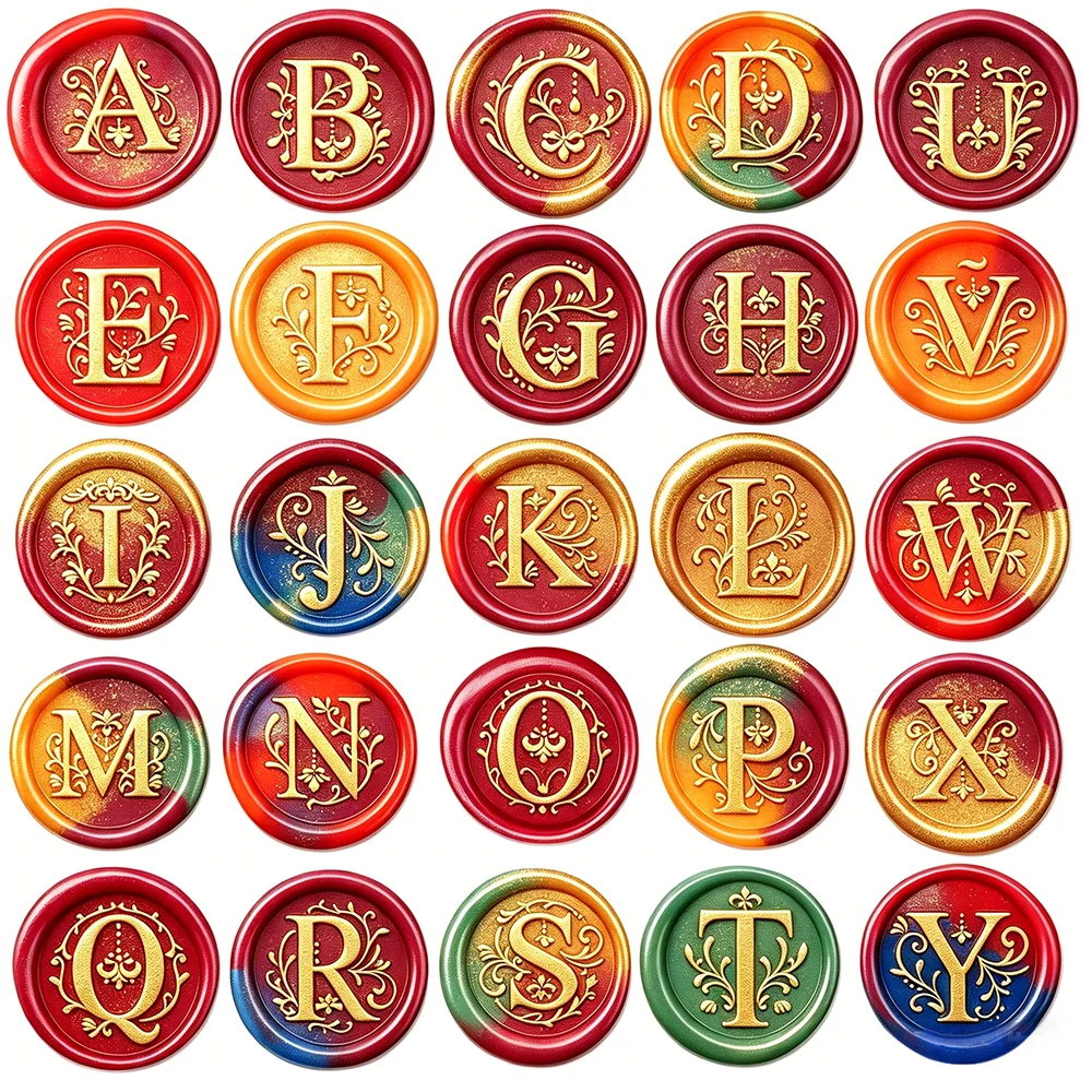 26 Letter Wax Seal Stamp,25mm Brass Head with White Bubble Handle Wax Stamp for Wedding Invitations,Birthday Cards,Envelopes view 2