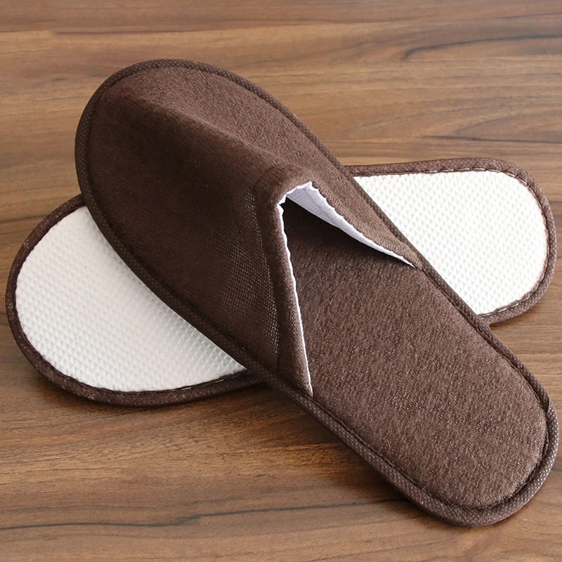 1Pair Disposable Slippers Hotel Travel Slipper Sanitary Party Home Guest Use Men Women Unisex Closed Toe Shoes Salon Homestay