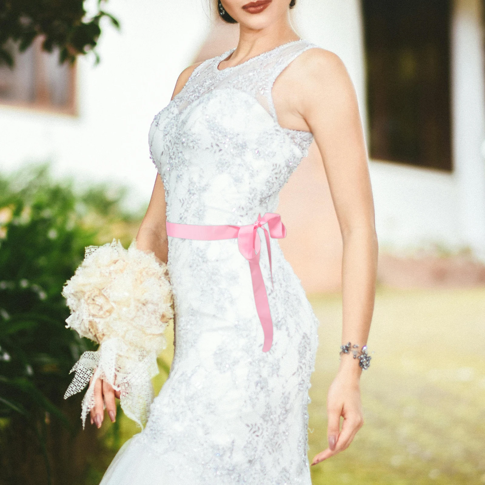 

1pc Bridal Belt Elegant Waist Decoration Stylish Bow Belt Wedding Dress Accessory Bridesmaid Girdle Formal Event Gift