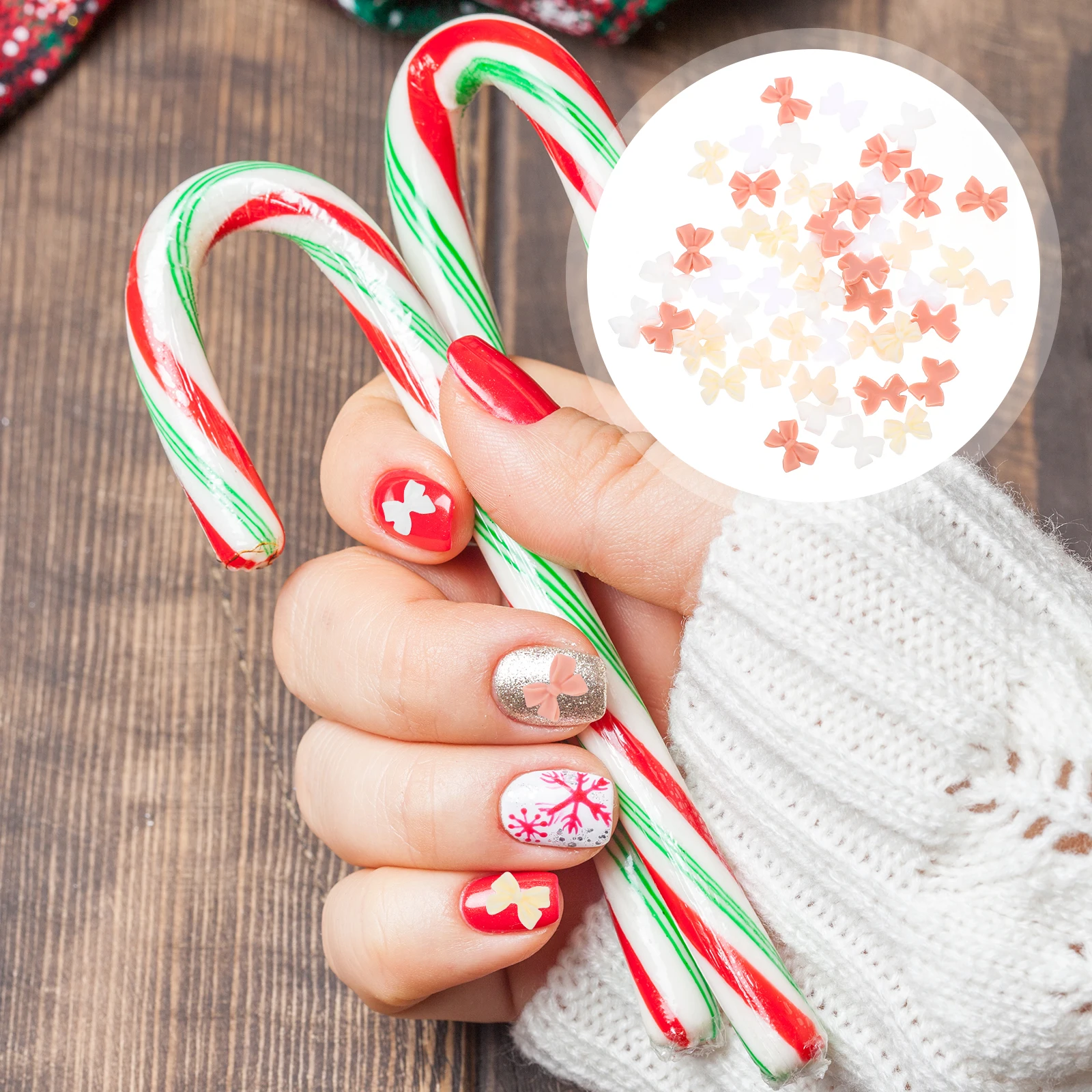 

100 Pcs Nail Stickers for Art Bow Ornaments Resin Charms Pendant Bows Decorations Supplies Women Miss