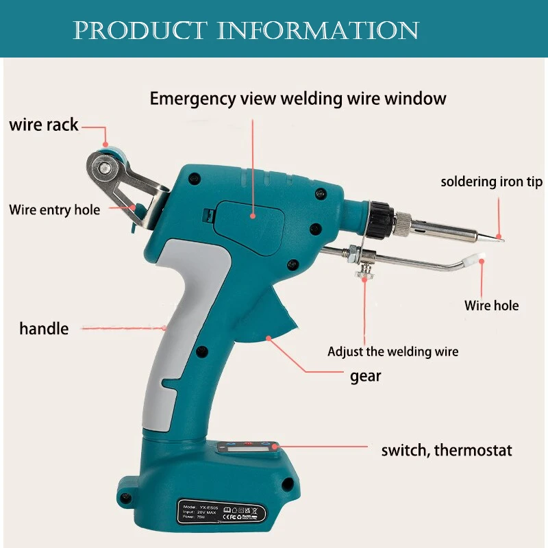 Portable Cordless Soldering Gun For Makita/DEWALT/Milwaukee/Bosch 18V Battery Electric Solder Gun Electric Soldering Iron