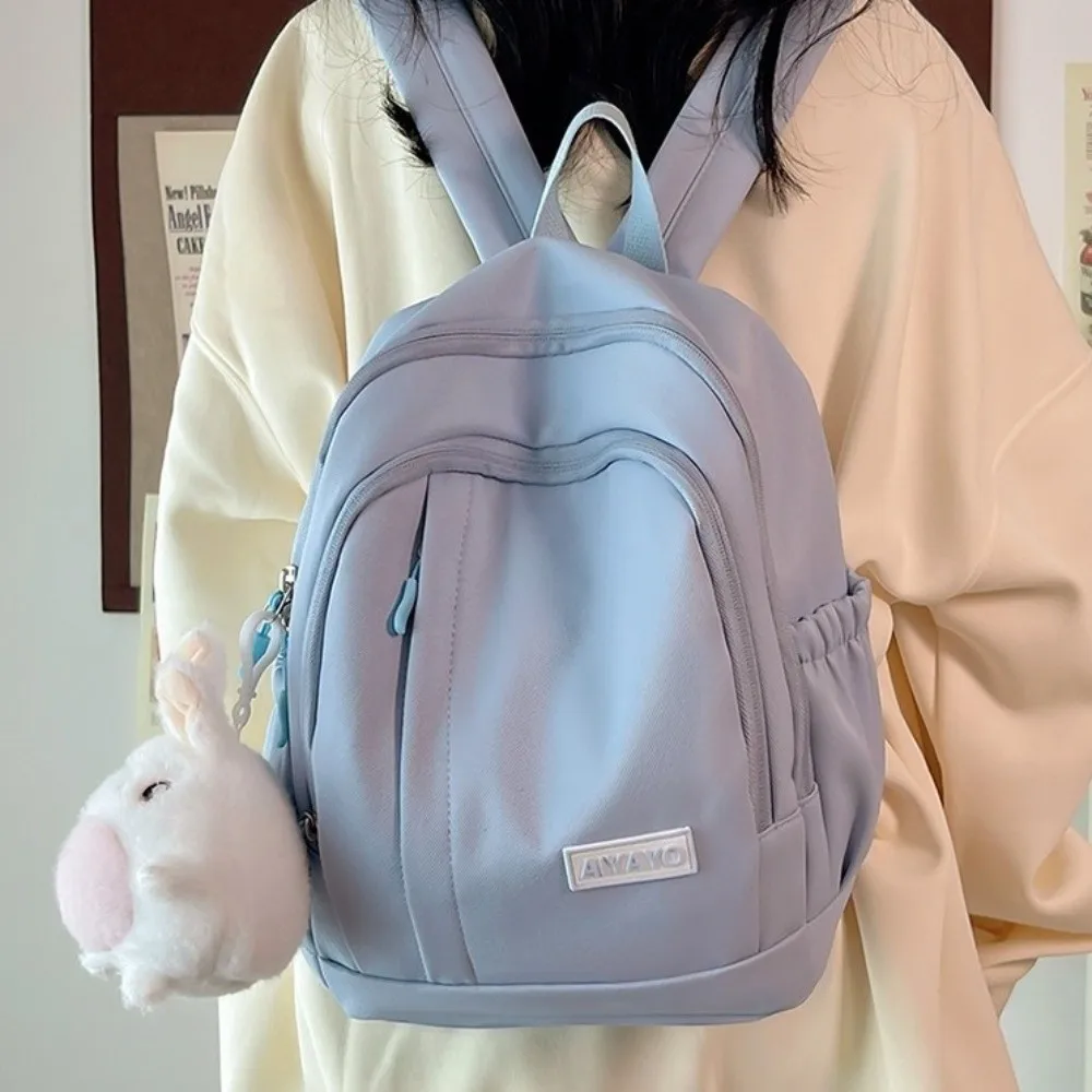 Mochilas de nailon para niñas, bolsos escolares con múltiples bolsillos de gran capacidad para estudiantes, bolsos de hombro para adolescentes de Color sólido de estilo japonés para uso diario