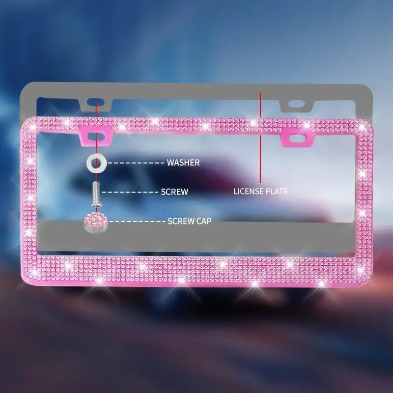 NEUE 1/2PCS 31*16cm Bling Kristall Kennzeichen Rahmen Frauen Strass Auto Kennzeichen Rahmen Abdeckung halter Auto Zubehör
