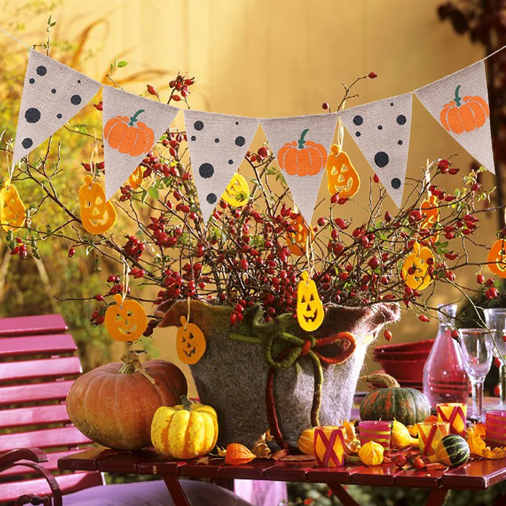 

Pumpkin Linen Party Party Banner Halloween Bunting Halloween Bunting Banner Decorations Reusable