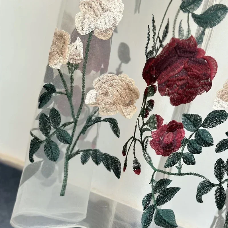 1x1.2m Rose Flowers Embroidery Tulle Mesh Fabric 3D Flower Embroidered Lace Fabric DIY Wedding Dress (it\\\'s Fabric NOT Dress!!)