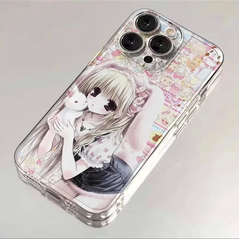Coque de téléphone transparente en silicone souple motif oreilles de lapin pour iPhone 17 Air 16 15 14 Plus 13 12 Mini 11 Pro Max – Style Loli Adorable
