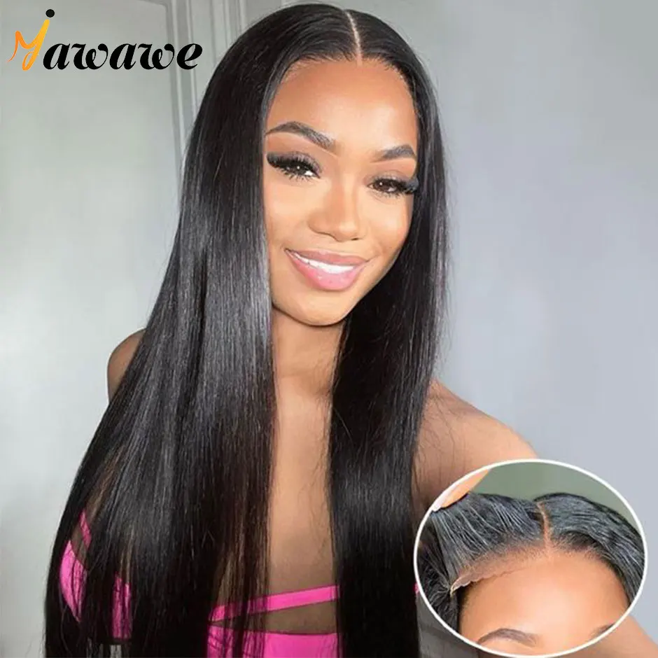 Yawawe hair 6X4 glueless wig human hair ready to wear wigs for women straight Lace Frontal Wig PreCut PrePlucked ready to go wig