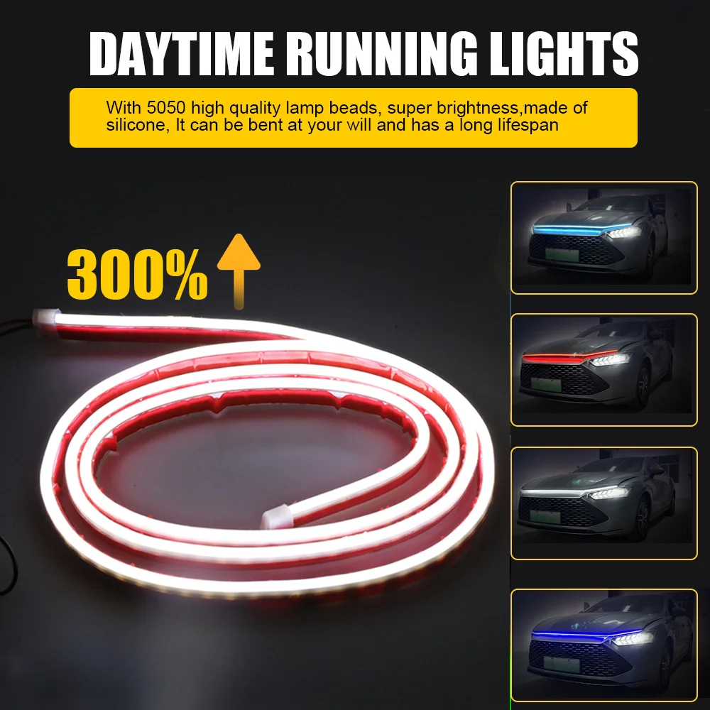 Escaneo de arranque, tira de luces Led para capó de coche, lámpara decorativa, luces de circulación diurna DRL flexibles, tiras de faros para coche,