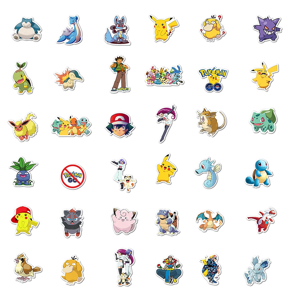 10/30/50/100PCS Anime Pokemon Stickers Cartoon Cute Kids PVC Toy Decals DIY Notebook Bicycle Fridge Guitar Phone Sticker Gifts