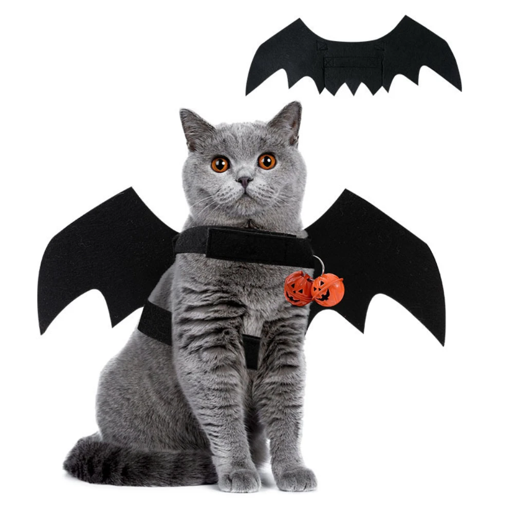 

Adjustable Felt Bat Wing Costume - Halloween & Christmas Pet Cosplay with Safety Bells for Dogs & Cats