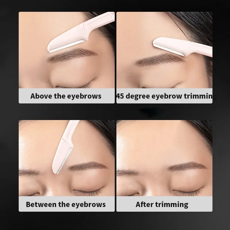 3PCS 휴대용 눈썹 트리머 안전 눈썹 셰이퍼 접이식 눈썹 트리머 면도날 면도기 여성 메이크업 도구