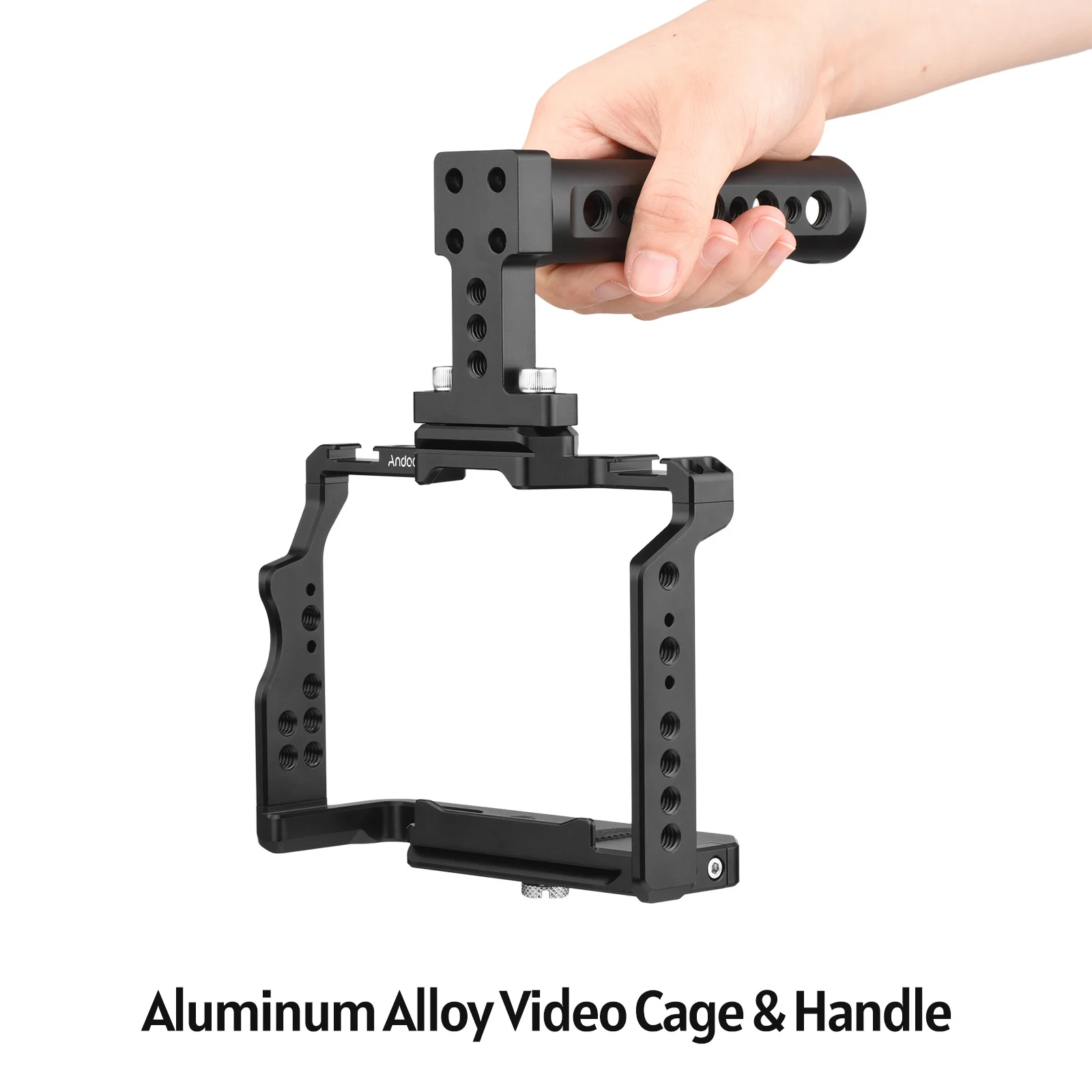 Andoer Camera Video Cage + Top Handle with Dual Cold Shoe Mounts 1/4 Inch Threads for Sony A7IV/A7III/A7II/A7R III/A7R II/A7S II