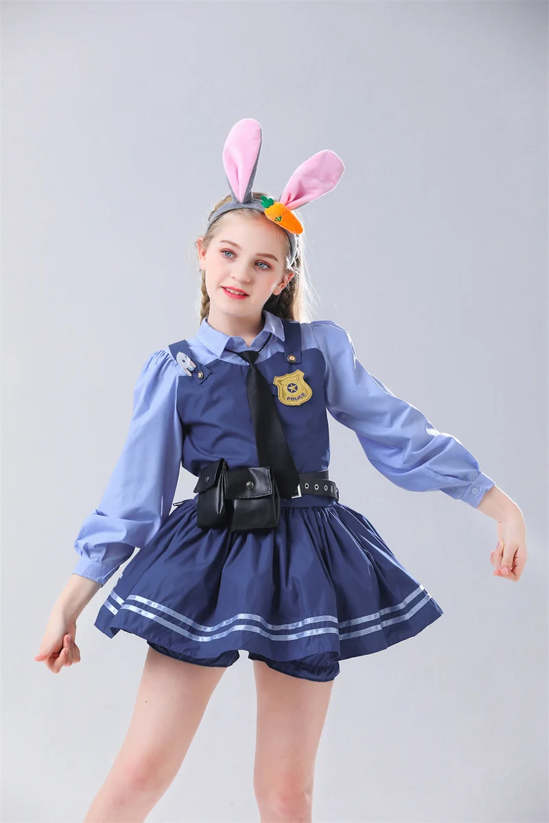 

Halloween Costume for Kid Girl Fantasia Anime Zootopia Cosplay Judy Hopps Party Dress Parent-Child Lolita Cartoon Rabbit Uniform