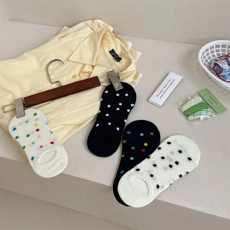 

Women's Socks Lovely Girl Spring Summer Sweat School Style Breathable Shallow Mouth Low Cut Dot Invisible Thin Kawaii Socks