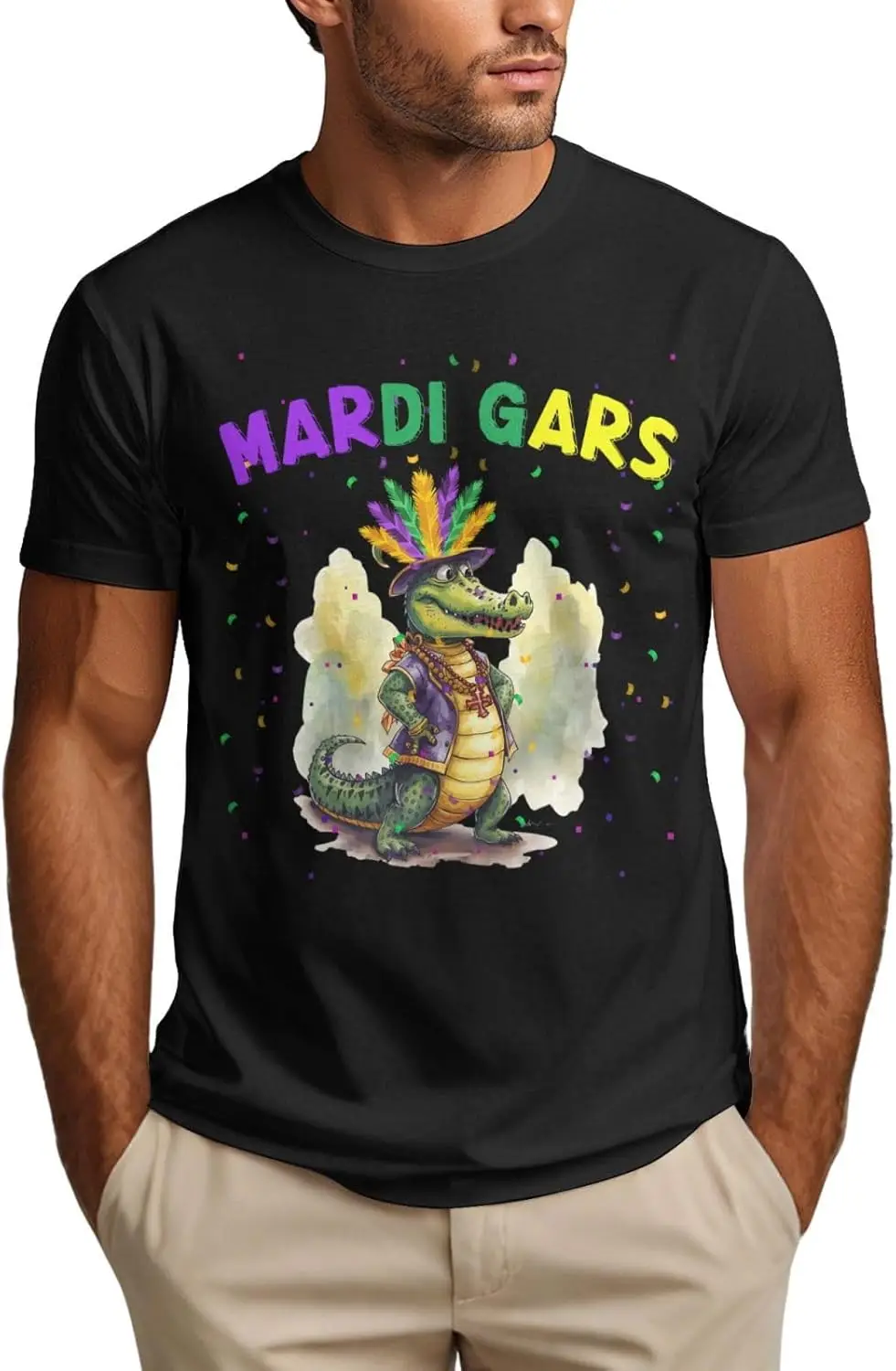 

Happy Mardi Gras Shirt Funny Mardigator Alligator-Bruh Mardi Gras Carnival Men's T-Shirt