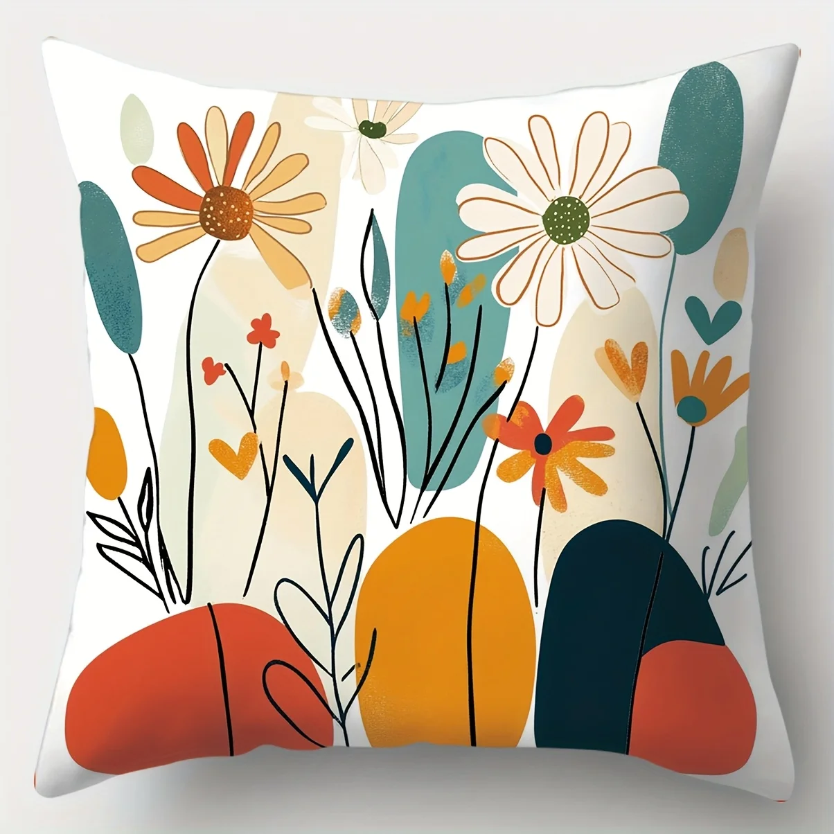 4Pcs Abstract Flower Pillow Covers 45x45cm Double-sided Printed Colorful Geometric Cushion Cases Modern Living Room Decor No