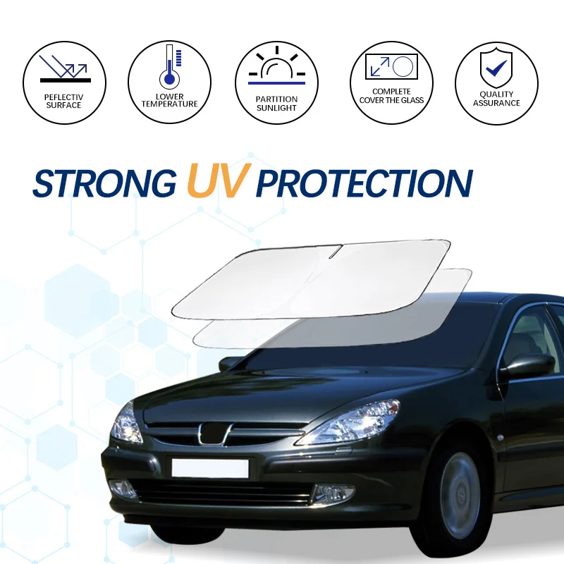 

Windshield Sun Shade For Peugeot 607 Sunshade Sun Visor Protector Foldable Blocks UV Rays Keep Your Car Cooler