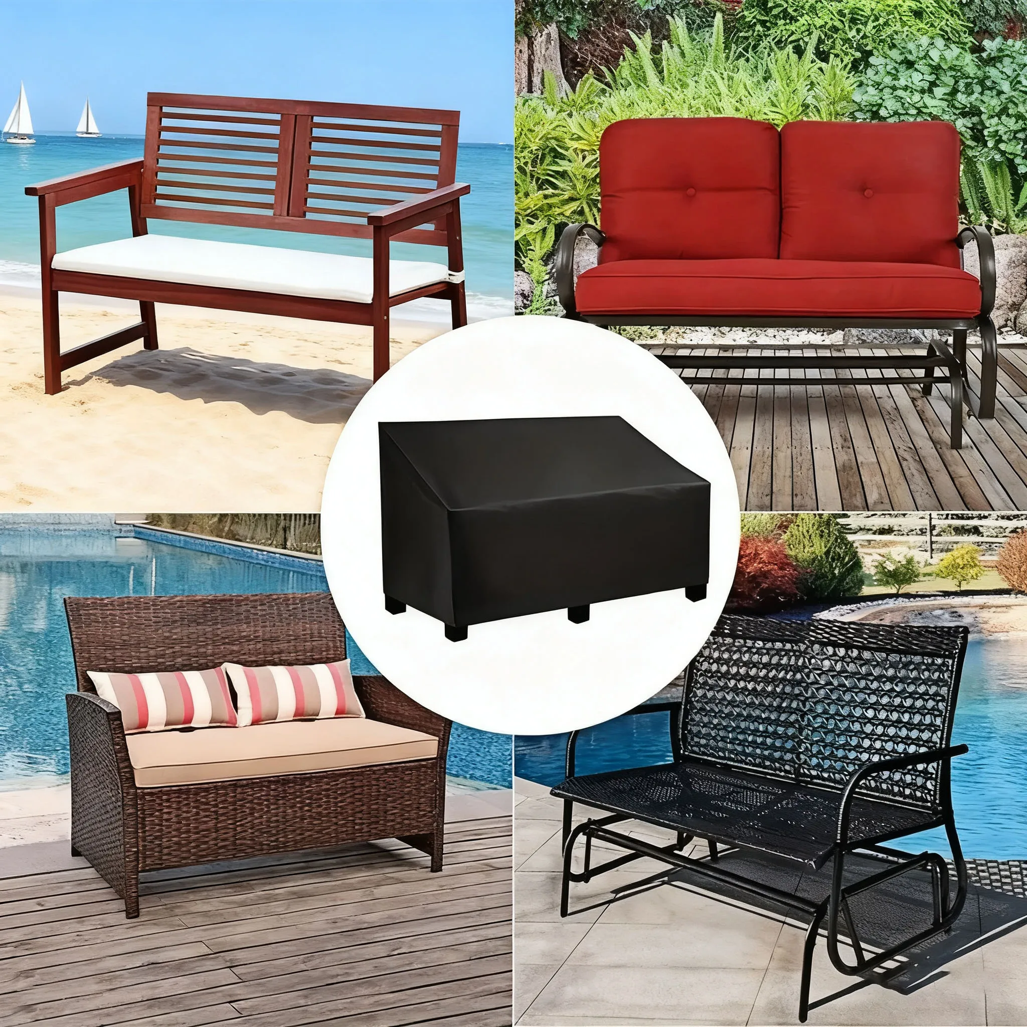 

1 шт., чехол для уличной скамейки-защита для садового сиденья, пыленепроницаемый, устойчивый к ультрафиолетовому излучению чехол для мебели для патио