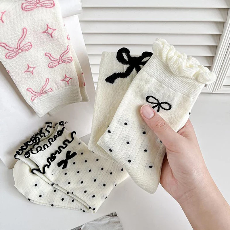 Kave 2024 Frühjahr/Sommer Süße Lolita Ballett Stil Ultradünne Atmungsaktive Socken Für Frauen Spitze Bogen Haufen Socken Großhandel