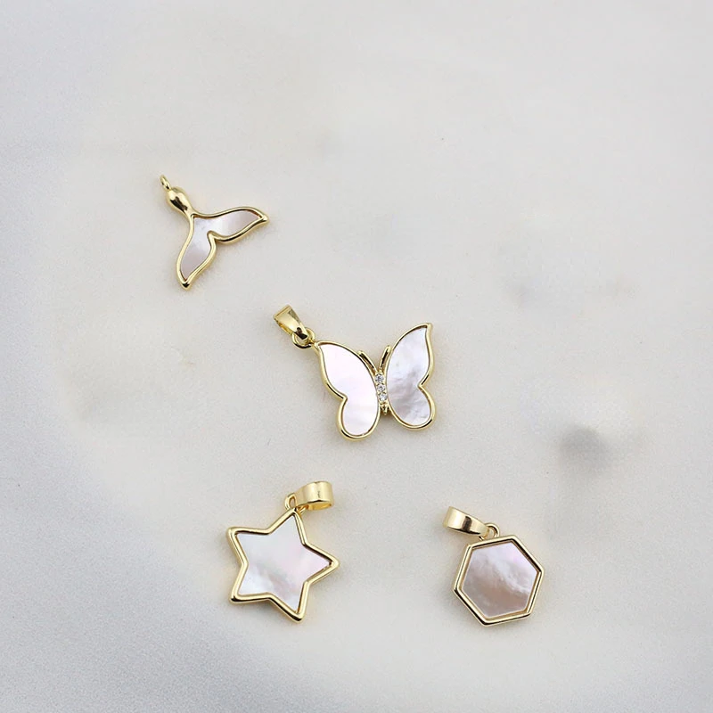 1pcs Natural MOP Shell Pendant Mother-of-pearl Butterfly Fishtail Star Charms for Jewelry Making DIY Necklace Earrings Finding