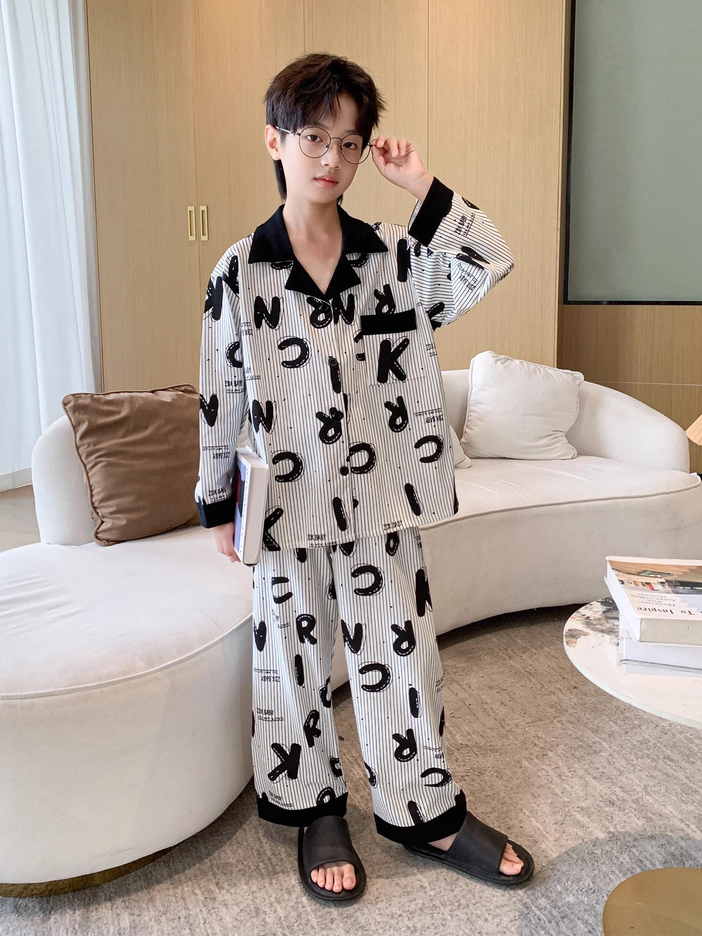 conjunto-de-pijama-de-algodon-para-ninos-anseola-otono-2025-ropa-de-casa-infantil-ropa-de-exterior-suave-camisa-de-manga-larga-y-pantalones-largos