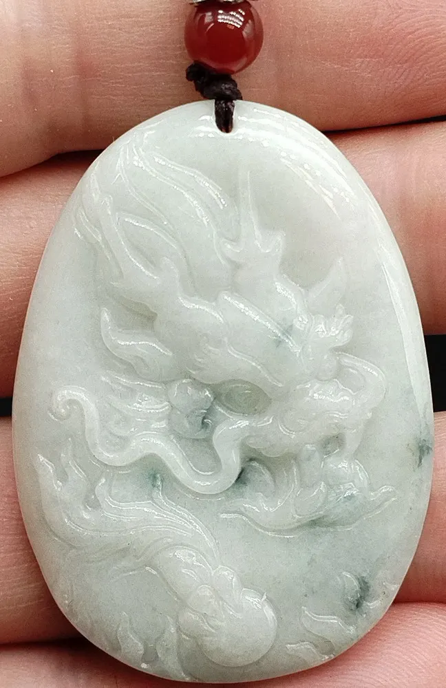 

Certified 100% Natural Type A Jade Jadeite Fine Hand Carved Dragon Head Pendant