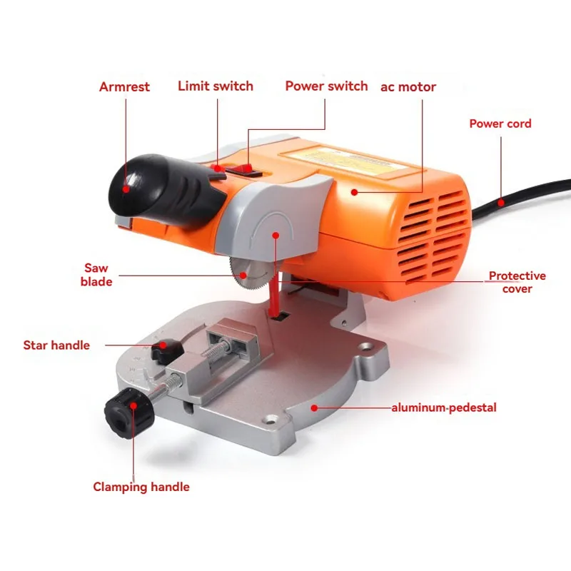 Micro Multifunctional Cutting Machine Small Cut-off Chop Saw Home DIY Benchtop Table Cutting Machine for Wood Metals