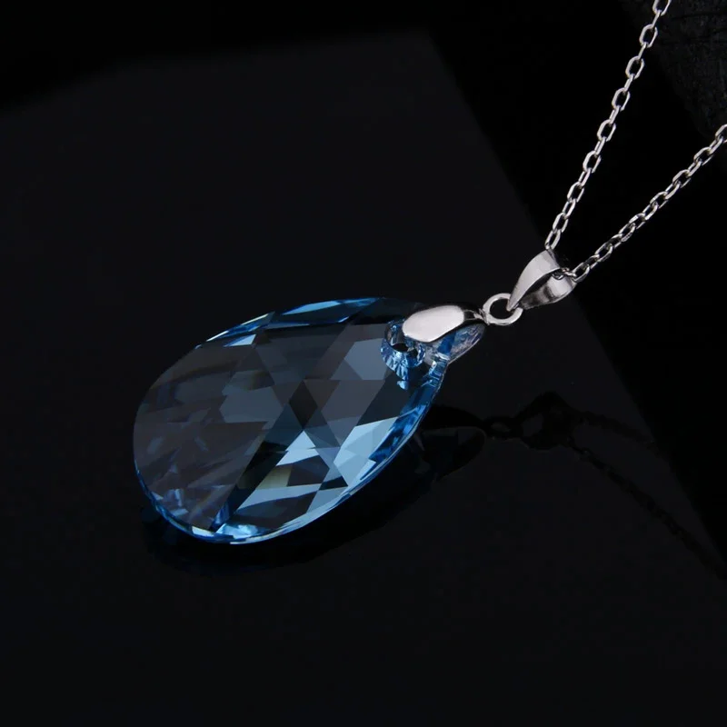 925 Sterling Silver Necklace Anime Sword Art Online SAO Cosplay Jewelry Accessory YUI Crystal Heart Pendant For Women Girls Gift