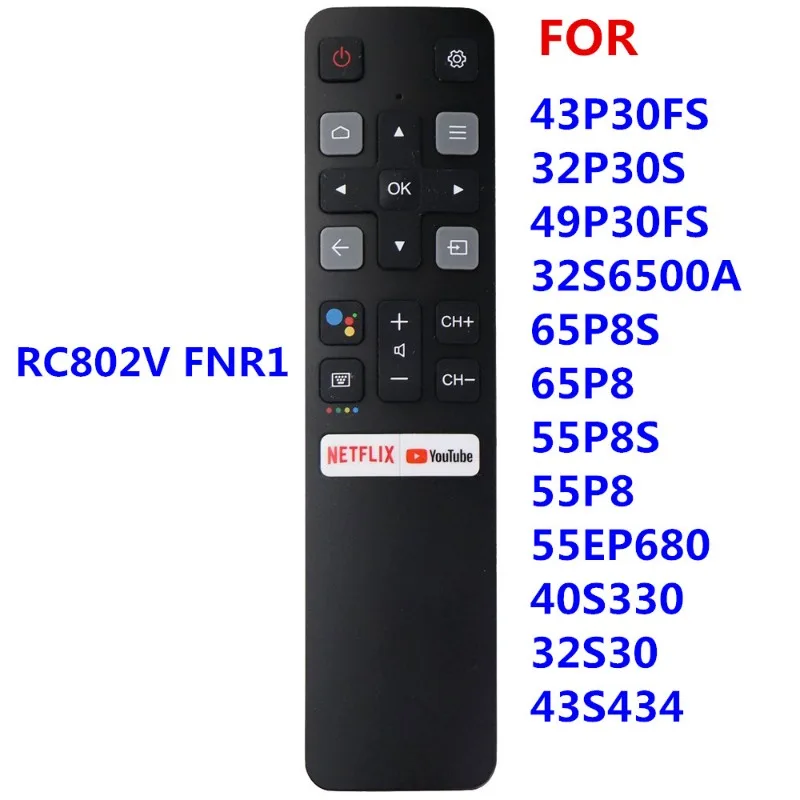 New Voice Remote Control RC802V FNR1 Suitable for TCL Android Smart TV 50S434 55S434 75S434 55S435 50S435 43S434 49S6800FS