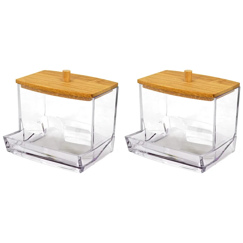 

ABWZ-2X Держатель ватных тампонов Диспенсер для ватных тампонов, Ящик для хранения украшений столешницы в ванной комнате, Прозрачный кронштейн для хранения