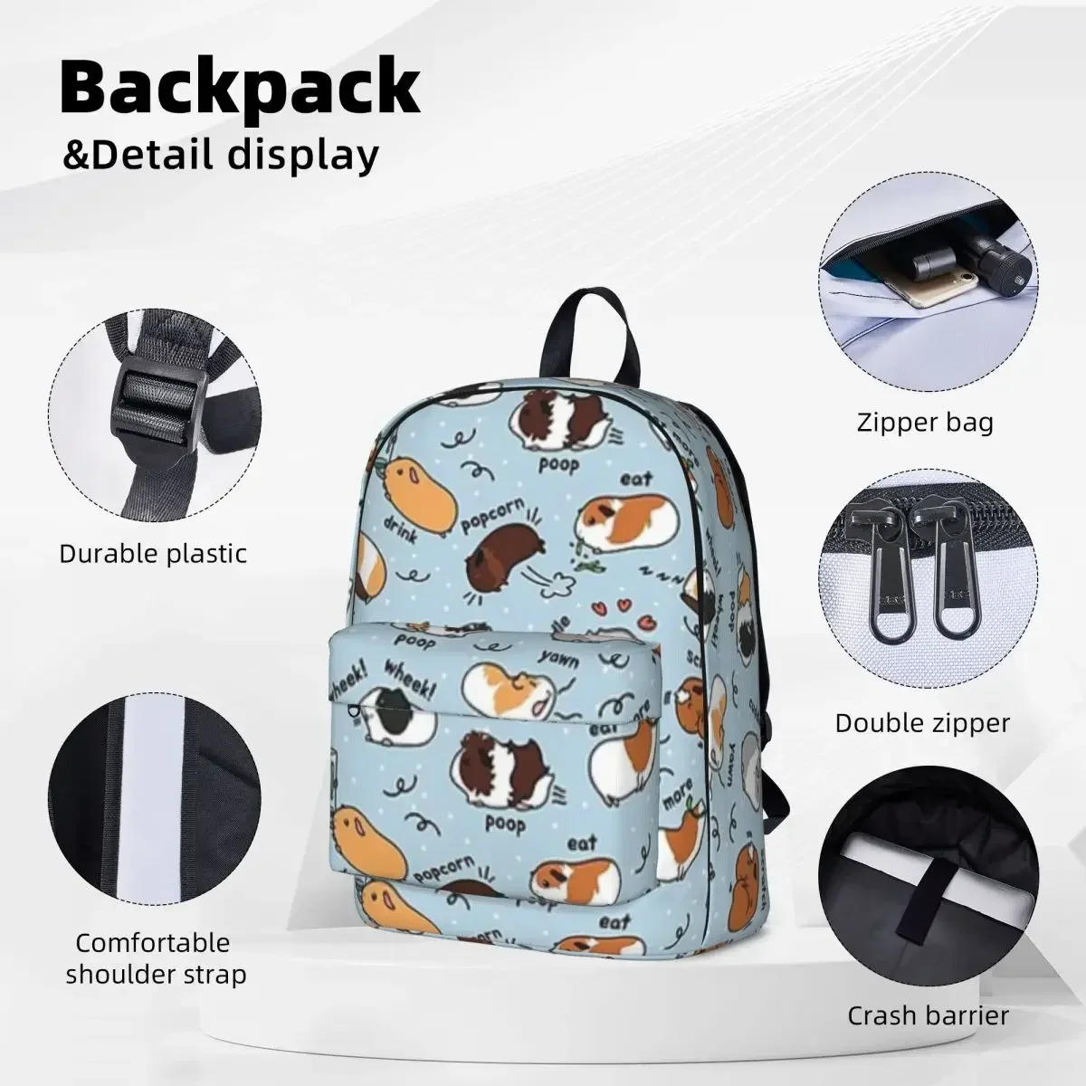 Guinea Pig Daily To-Do List Backpack Waterproof Student School Bag Laptop Rucksack Travel Rucksack Large Capacity Bookbag