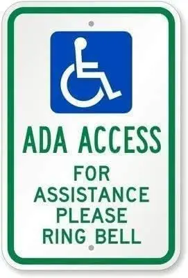 Ada Access For Assistance Please Ring Bell (With Handicap Symbol) Sign Metal Vintage Metal Sign es, TinSignEUa29451