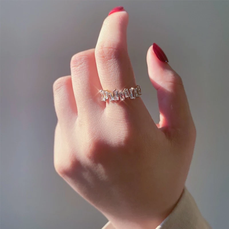 Brass Natural Stone Wave Rings Wome  Jewelry Punk Designer Runway T show Club Cocktail Party Boho Japan Korean Ins