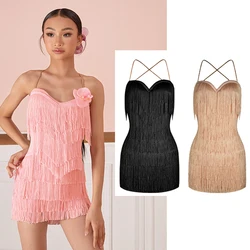New ZYM Kids Latin Dance Dress Full Tassels Dress Girls Competition Clothing Cha Cha Rumba Dance Dress Practice Wear DNV23951
